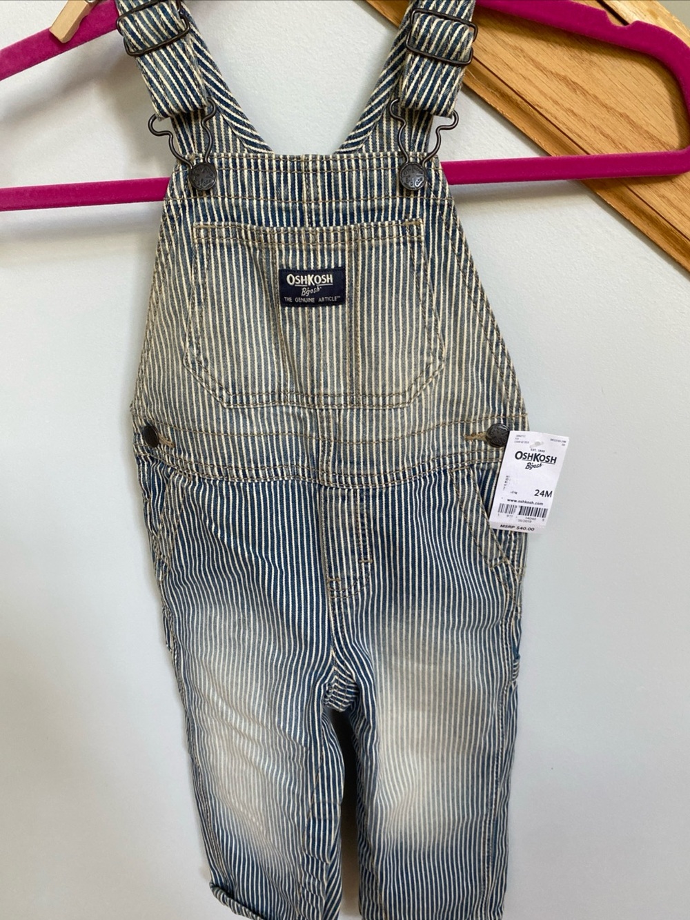 OshKosh B'gosh Blue and White Striped Toddler Overalls